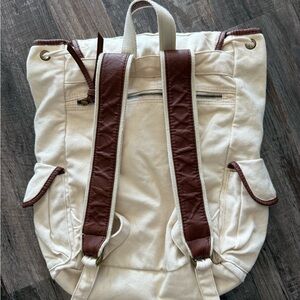 Ecote Cream Canvas Backpack with Brown Accents
